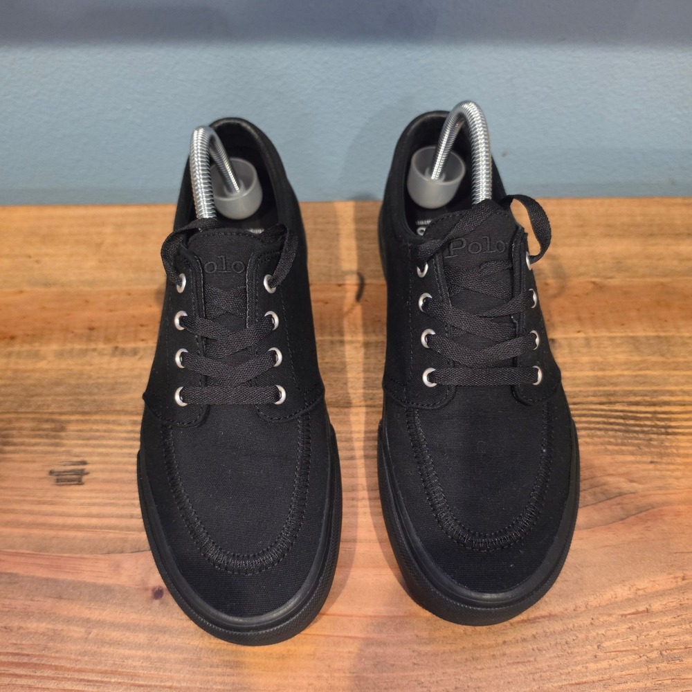 Polo Ralph Lauren Men Falcon X Sneakers Black Canvas Low Top Lace Up Shoes 8 - Picture 2 of 12